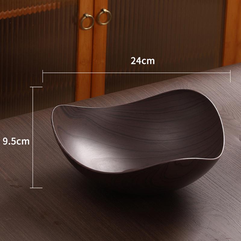 1/2Pcs Imitation Wood Grain Fruit Plate Plastic Dessert Tray Snack Fruit Plate Reusable Household Food Plate Kitchen Supplies