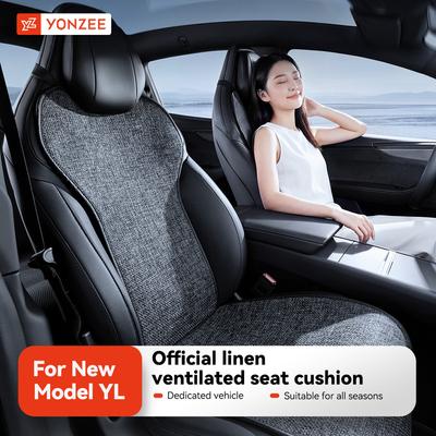 YZ Linen Ice Silk Car Seat Cover For Tesla Model YL 6 Seats Summer Cool Breathable Seat Cushion Backrest Protector 2026 Acces