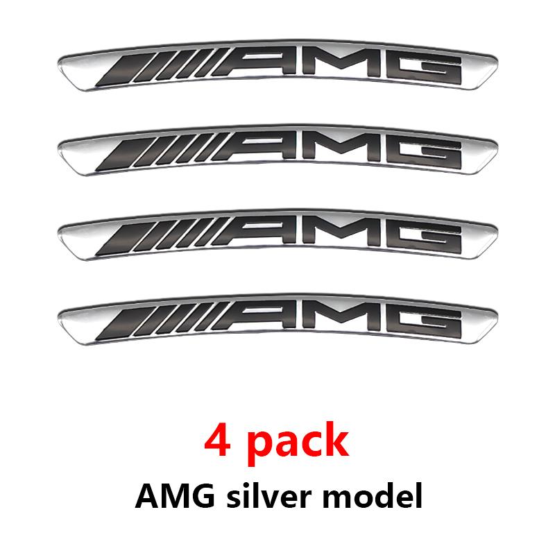 4Pcs Aluminum Black Silver Wheel Rim Hub Center Cap Badge Steering Wheel Emblem Sticker For Mercedes Benz AMG Styling Accessory