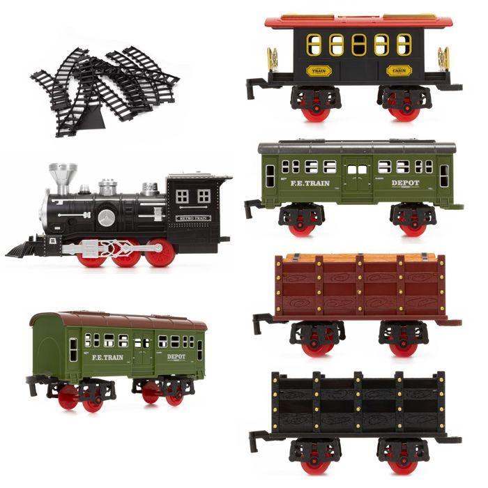 Dampflokomotive Spielzeug - SPRINGOS - Lokomotive mit Soundeffekten - 5 Waggons - 43 Teile - CE-sicher