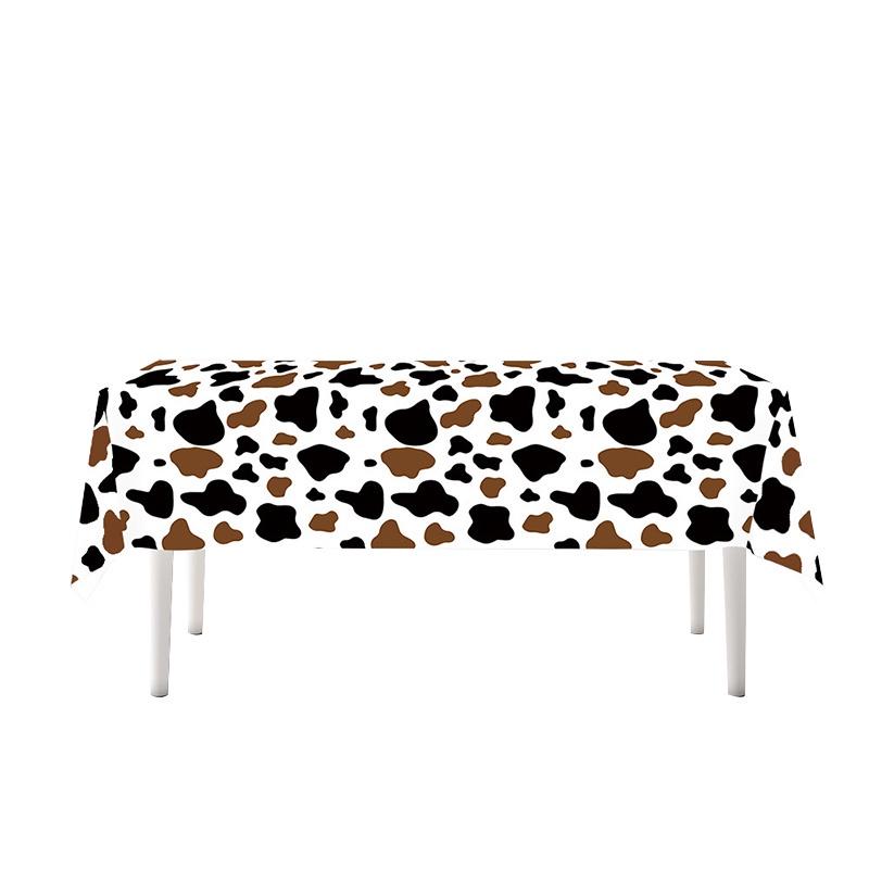 High-quality Party Tableware Set Black Brown Cow Print Paper Plates Cups And Utensils