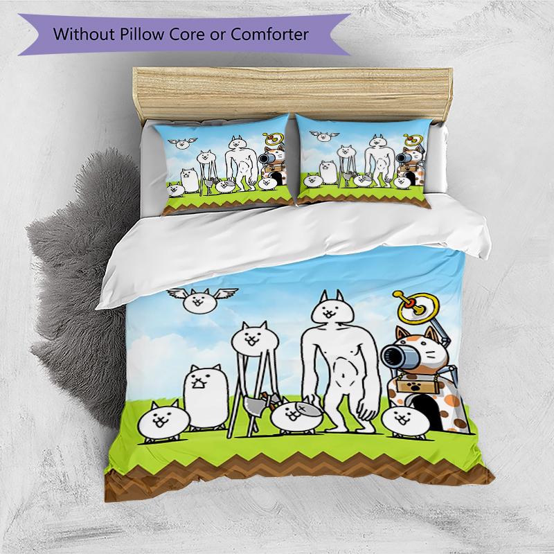 3pcs The Battle Cats Pattern Bedding Set Duvet Cover Set Includes Duvet Cover &pillowcases, Perfect All Season Bedroom Decoration & Gift