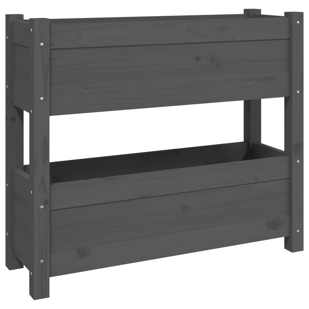 Plant Pot Gray 77 X 25 X 66 Cm Solid Pine Wood