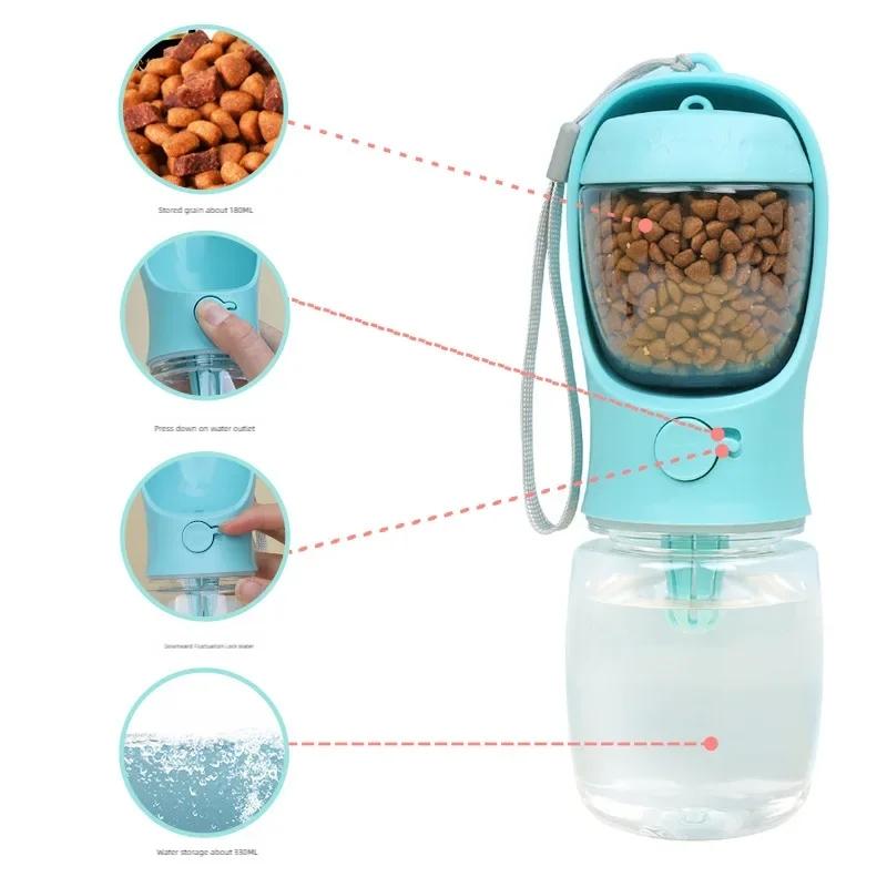 Dog Water Food Bottle Outdoor Walking Drinking Bottle Cats Feeder Portable Travel Two-in-one Drinker Dog Food Bowl Pet Supplies