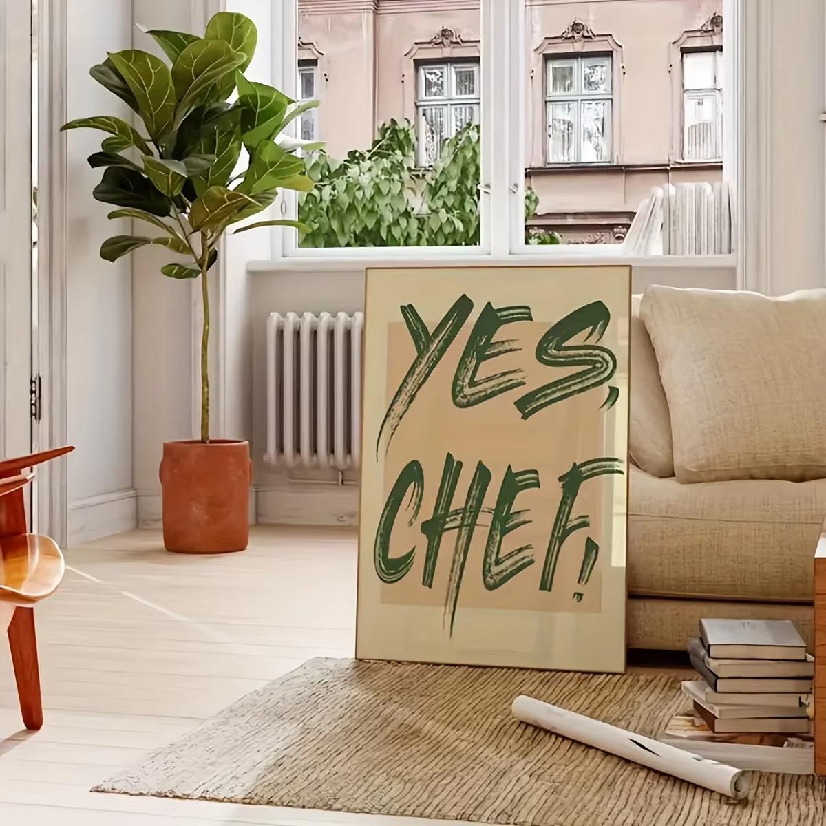 

1pc Modern Yes Chef Frameless Canvas Print - Minimalist Kitchen Wall Art, Ideal Home & Apartment Decor Gift (as the picture,20x30cm No Frame)