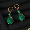 Vintage French Turquoise Teardrop Earrings for Women - Autumn/Winter Collection