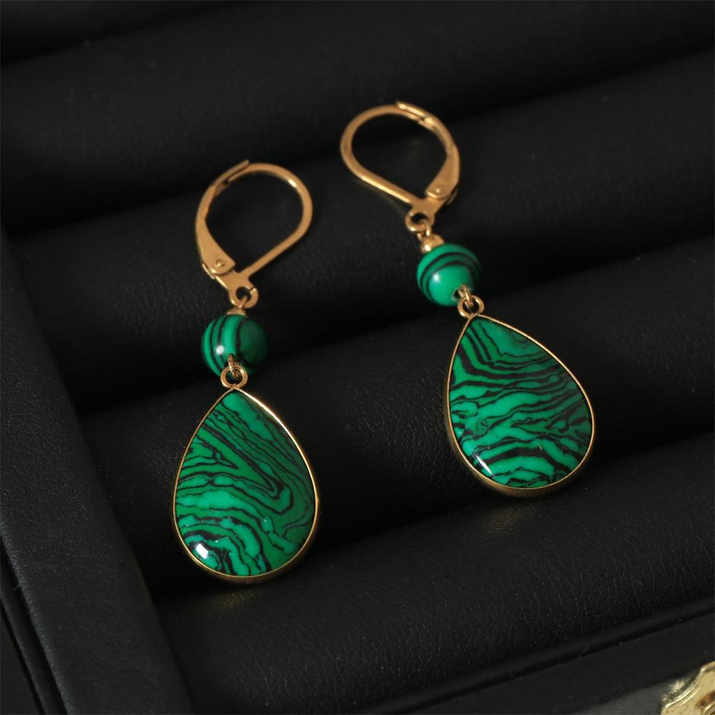Boucles d'oreilles pendantes vintage françaises turquoise pour femmes - Collection Automne/Hiver