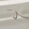 Beixi Women's High-End Sterling Silver Cross Ring with Rainbow Zirconia - Niche Luxury Cool Style