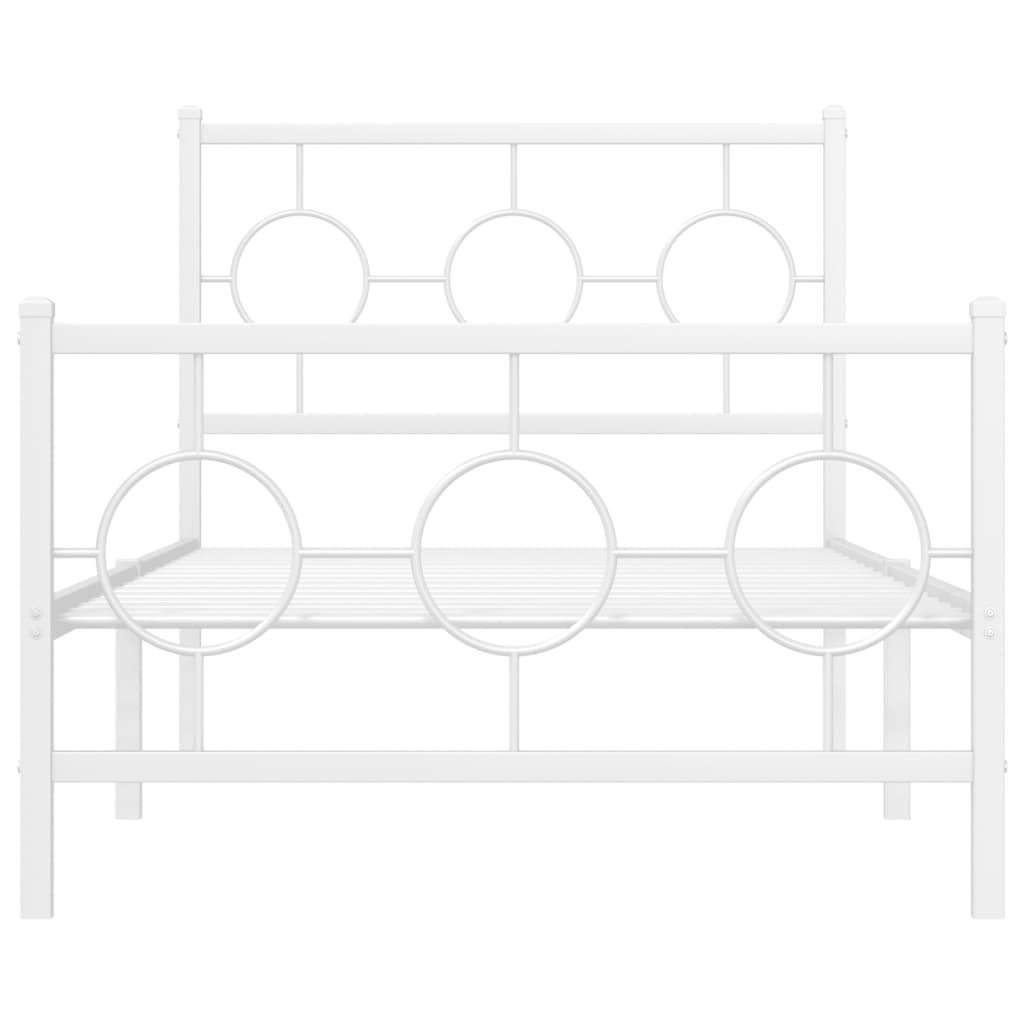 Metal Bed Frame with Headboard and Footboard White 90 x 190 cm