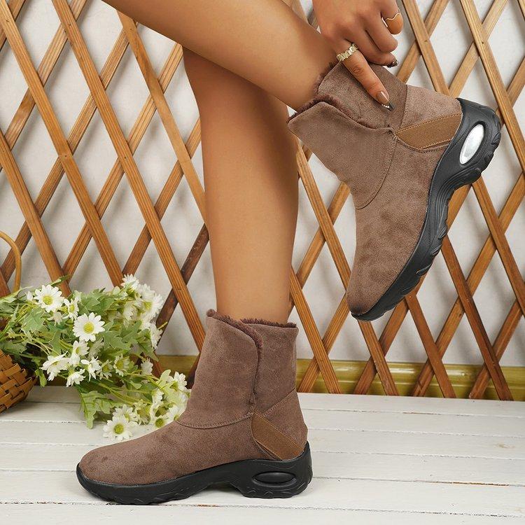 Plus Size Short Leopard Print with Velvet Cotton Boots Women's Winter New Warm Platform Snow Boots