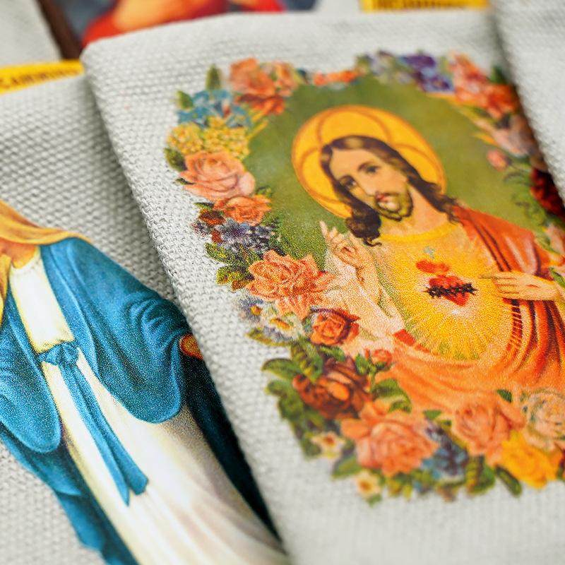 9x7cm Virgin Mary Jesus Prayer Rosary Bag Religious Jewelry Storage Box Prayer Beads Rosary Box Christian Gifts