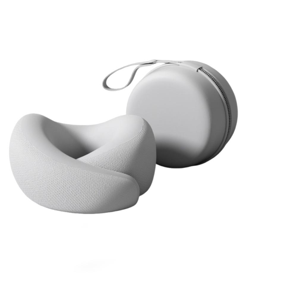 Durable Travel Neck Cushion Foldable Hooded Neckrest Pad Cervical Support Pillow Office Nap серый