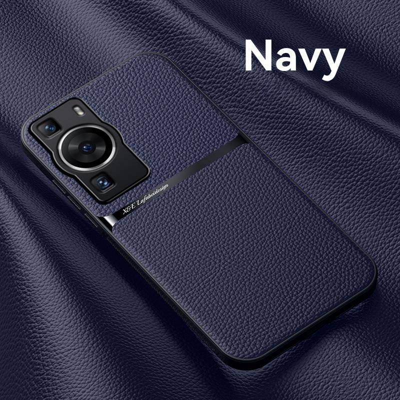 For Huawei P60 Pro Case Car Magnetic Holder Leather Phone Case For Huawei P 60 60Pro Soft Silicone Shockproof Bumper Back Cover
