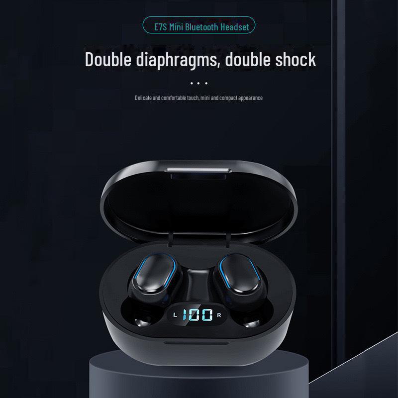 

Транскордонна Bluetooth-гарнітура E7S: Спортивні навушники TWS із надтривалим терміном служби батареї, низьким енергоспоживанням, цифровим дисплеєм, шумозаглушенням. E7S full set чорний