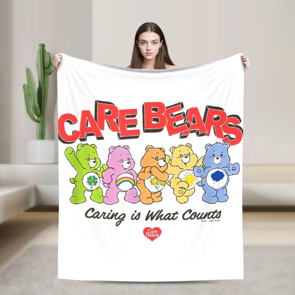Pile Collage Of Care Bears And Cousins Blanket Flannel  Soft Throw Blankets for Outdoor Travel Bedspread
