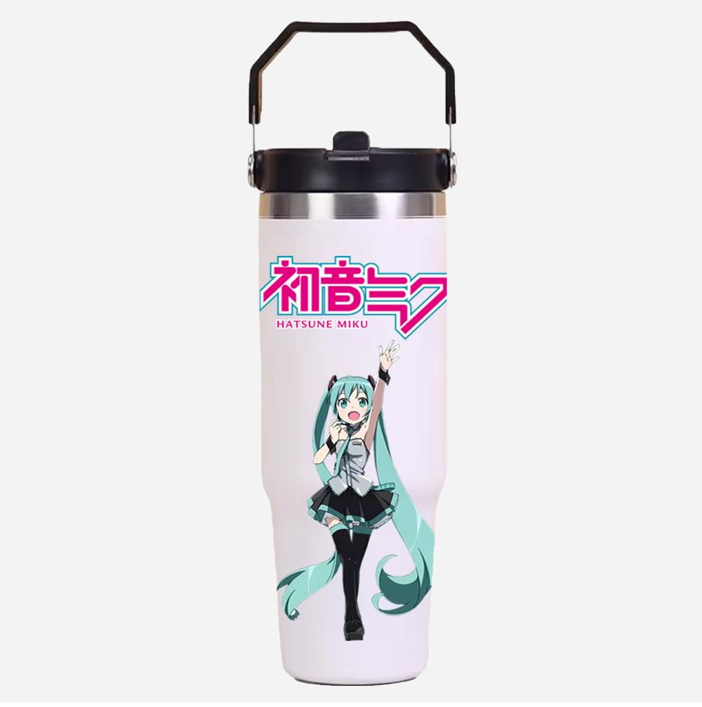 Tazza termica in acciaio inossidabile da 30 oz, stampa Anime Hatsune Miku, colore solido semplice, tazza per acqua, isolamento termico, tazza fredda per ghiaccio, regalo per bambini
