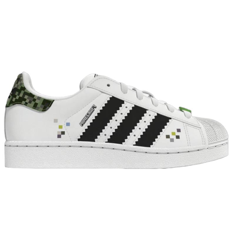Adidas Minecraft X Superstar 2 J Creeper Kids Sneakers White Cloud-White Core-Black JQ8749