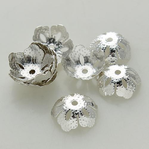100pcs Gold Color Metal Hollow Flower Filigree End Caps 13.5*5mm Fit Round Pearl Bead DIY Jewelry Charm Making Findings