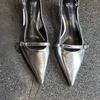 2025 Spring New Women Pointed Toe Sandal Shoes Fashion Shallow Slip On Ladies Elegant Slingback Shoes Thin Low Heel Pumps
