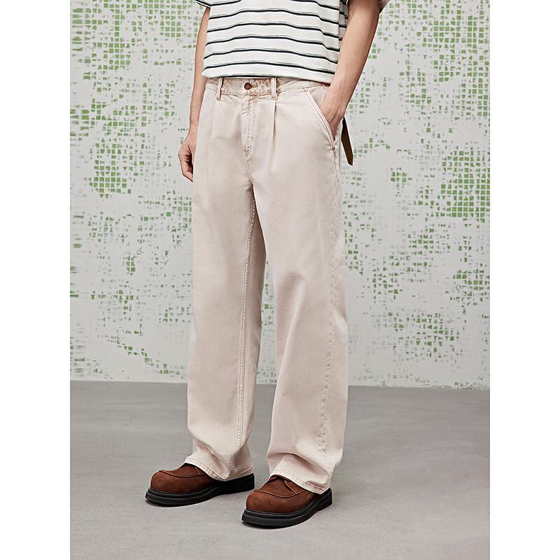 GXG Men's Pleated Washed Straight-Leg Jeans
