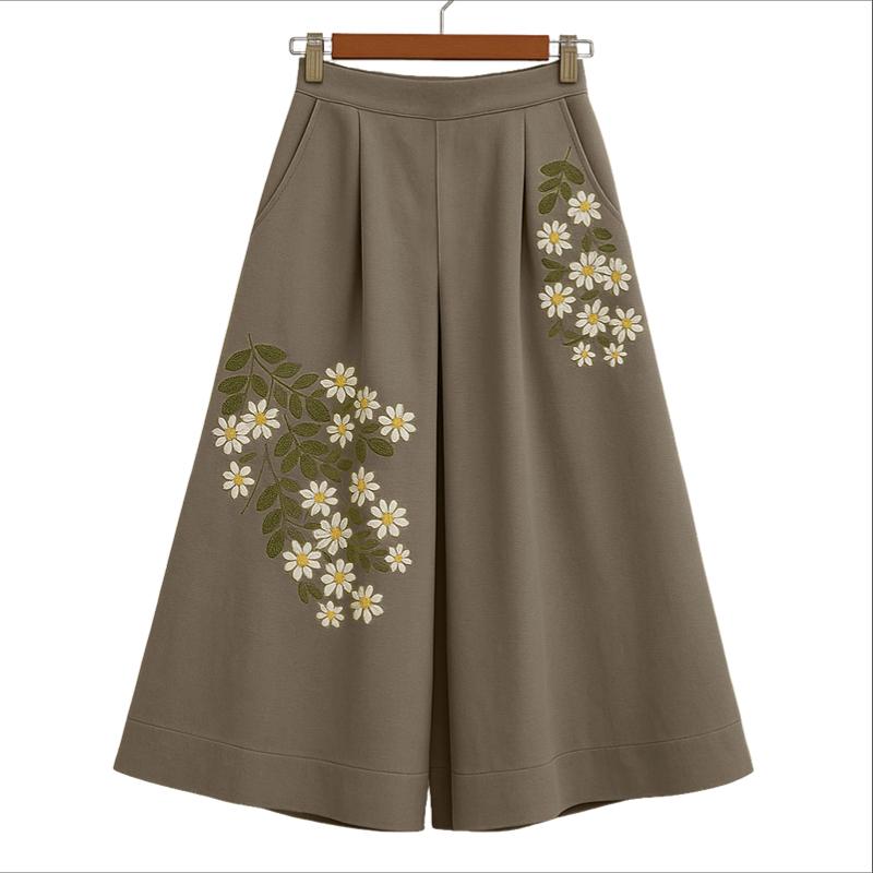 

ZANZEA Women Casual Floral Print Loose Wide Cropped Pants 5XL коричневый