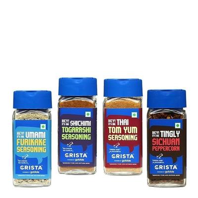 CRISTA Asian Spices | Togarashi Seasoning X 45 Gms | Tom Yum Seasoning X40 Gms | Furikake Seasoning X 40 Gms | Sichuan Peppercorn X40 Gms