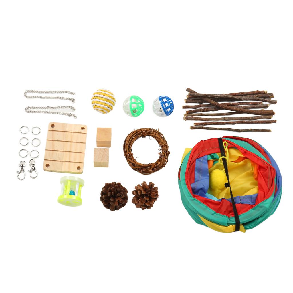Hamster Tunnel Toys Grinding Teeth 3 Way Rabbit Tunnels and Tubes with Chew Toys for Rabbit Guinea