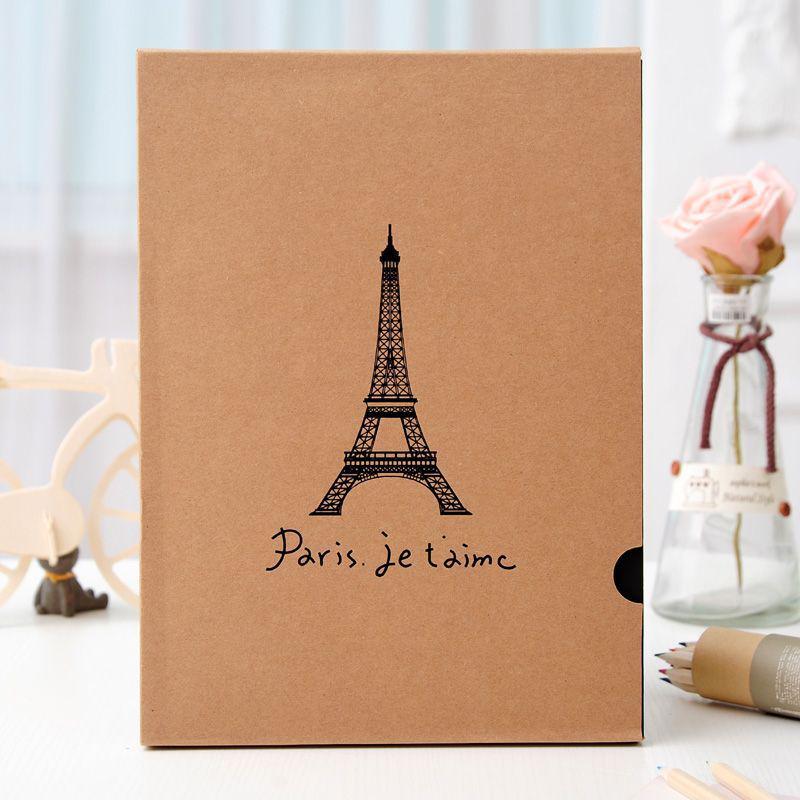 Korean Handmade Cowhide Eiffel Tower A4 Retro Photo Album