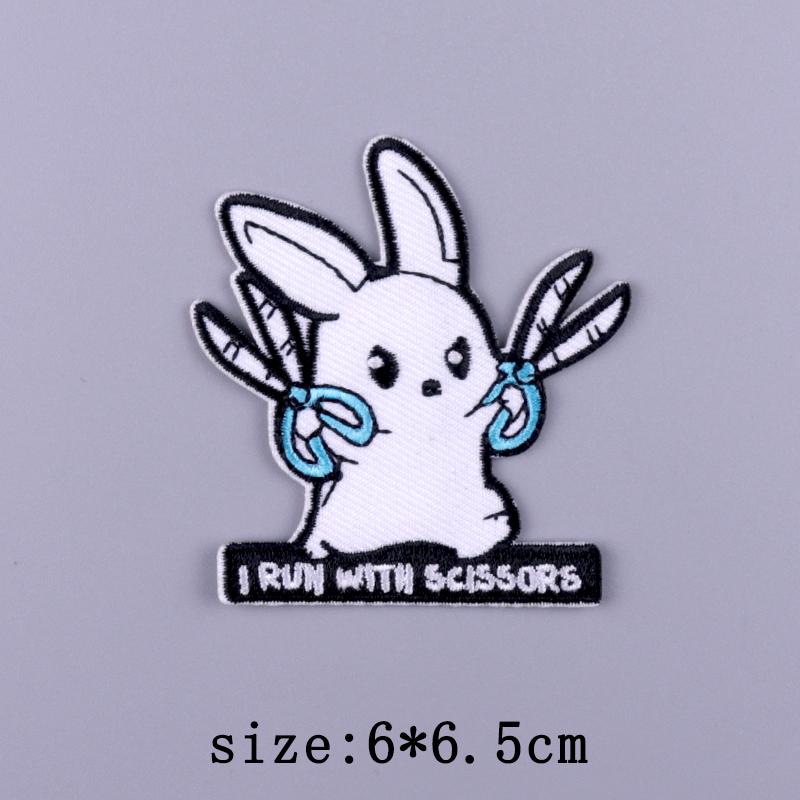Animal Holding a Knife Patch Iron On Patches On Clothes Stripe Badge Embroidery Patches For Clothing Cartoon Patch For Clothes