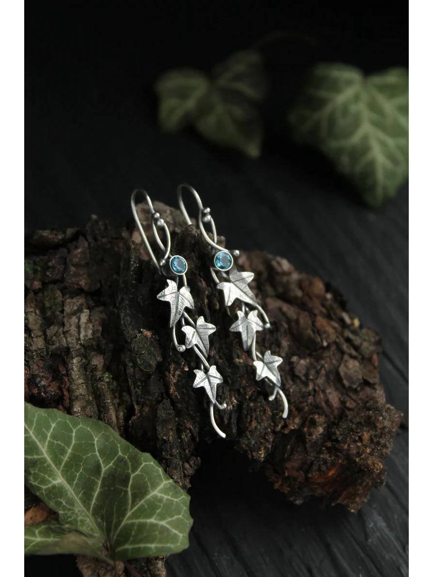 

Креативні сережки з плюща та ельфа в стилі ретро: Популярний європейський та американський стиль море синього кольору