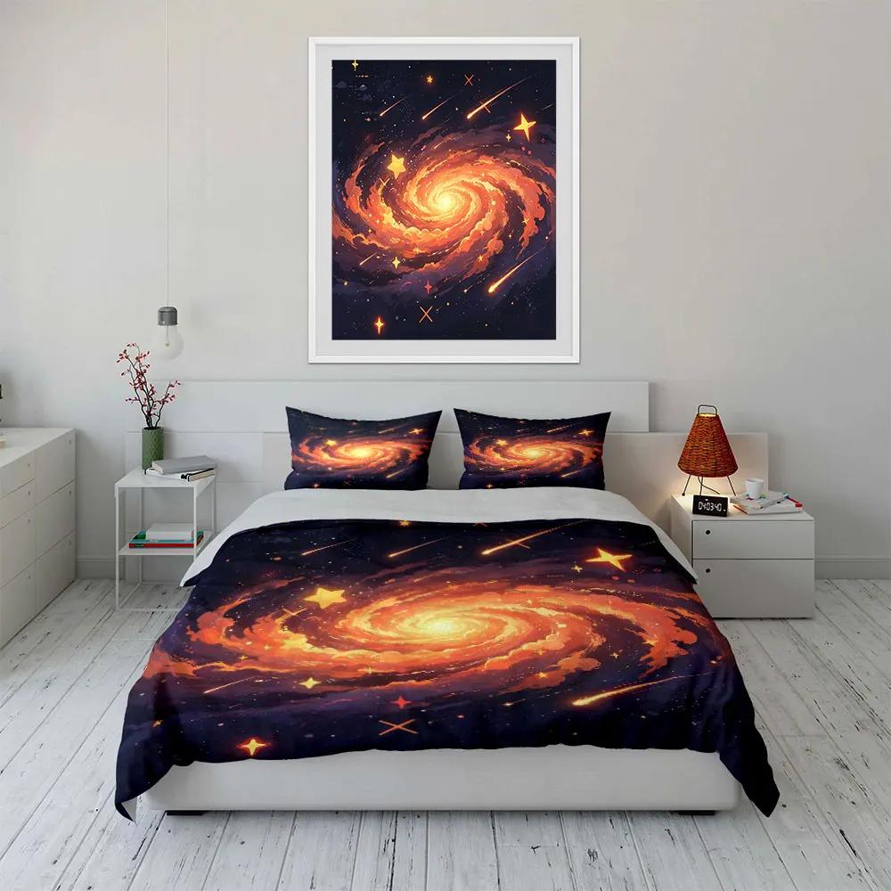 Galaxy-Themed Room Decor Set Soft Comfortable Duvet Cover Bedding Set Included 1*Duvet Cover & 2*Pillowcases gift