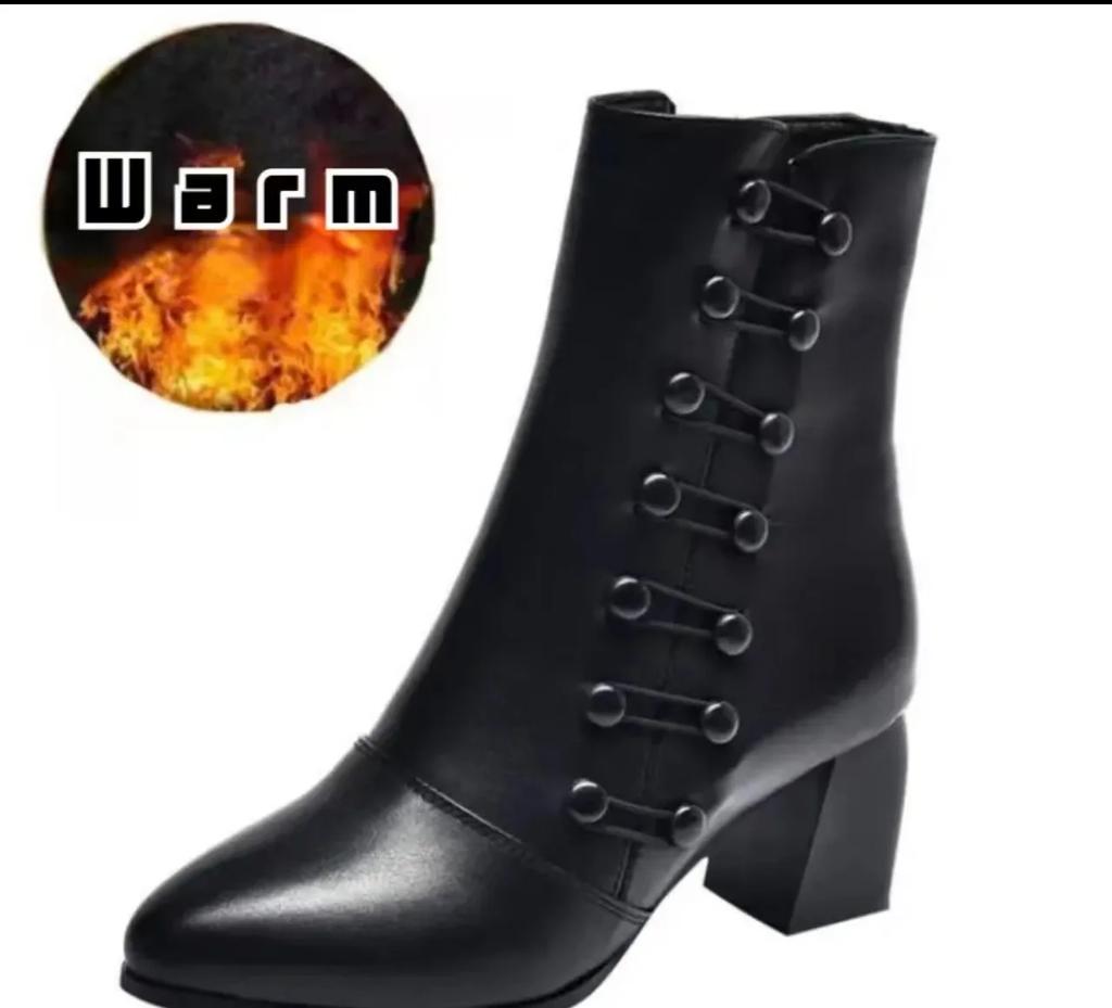 Fashion 2025New Women's Boots Winter Plush Warm Snow Boots Fashion Leather Ankle Boots for Women High Heel Boot High Quality Botas Mujer