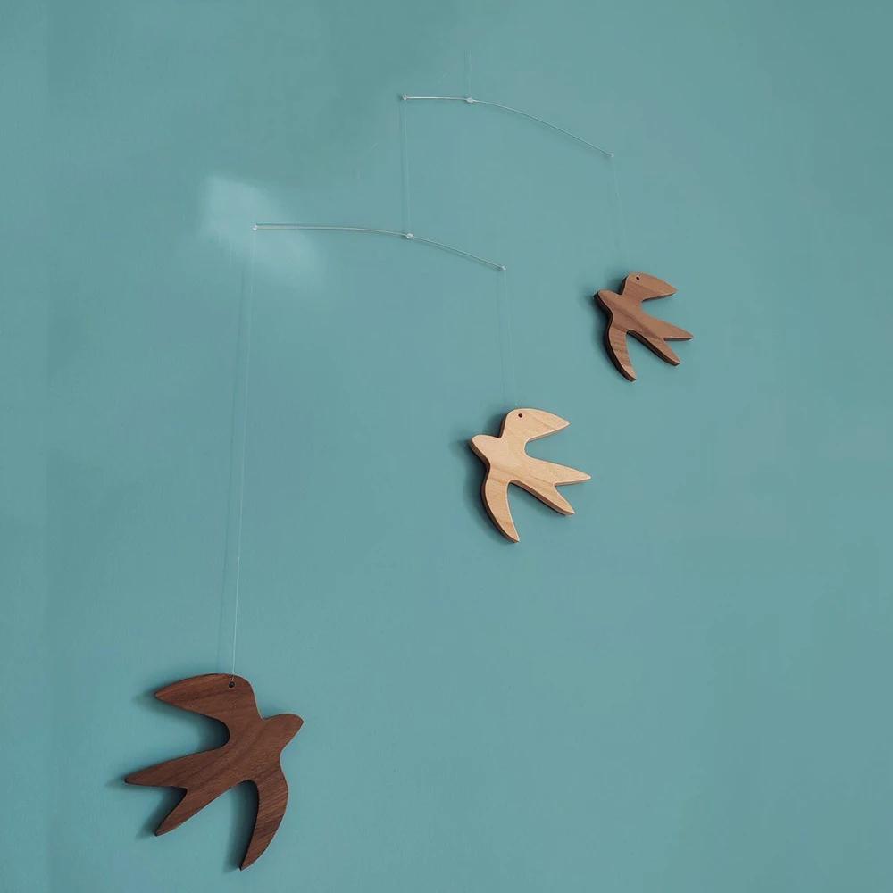 Aerial Swallow Solid Wood Balance Pendant Children's Room Decoration Kindergarten Gift for Children Ins Style Nordic Decorative