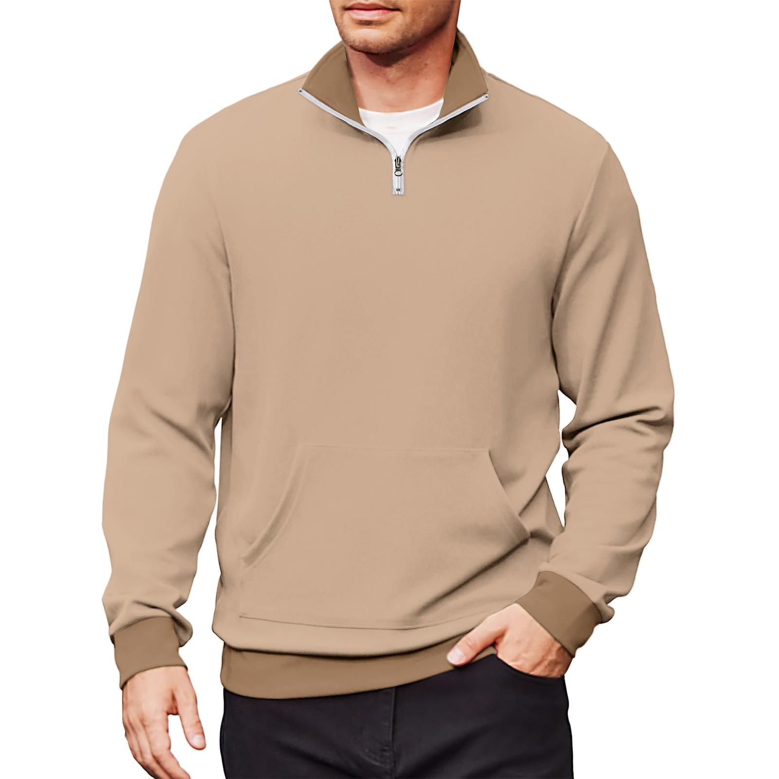 

Men s Casual Long-Sleeved Collared Quarter-Zip Sweatshirt L
