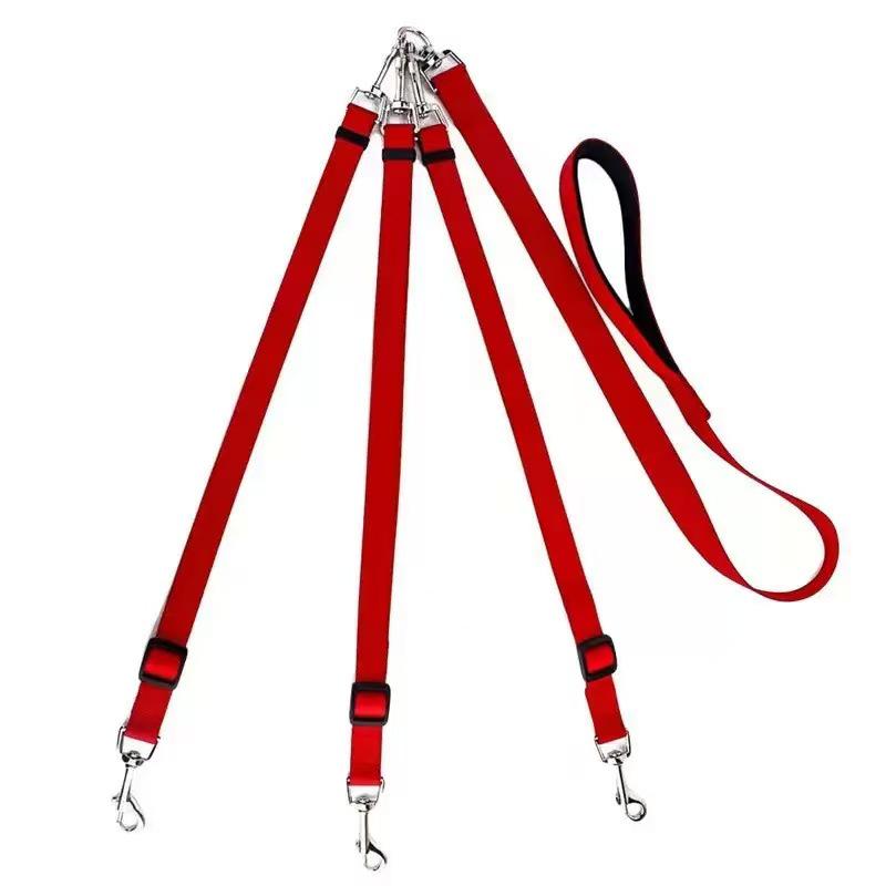 

Adjustable Triple-Head Pet Leash Set 2.5 cm wide червоний