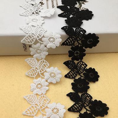 1 Yard Blommigt Spetstrimband, Vattenlösligt Tyg, DIY Sömnad Hantverk Dekoration 5,5 cm Bredd