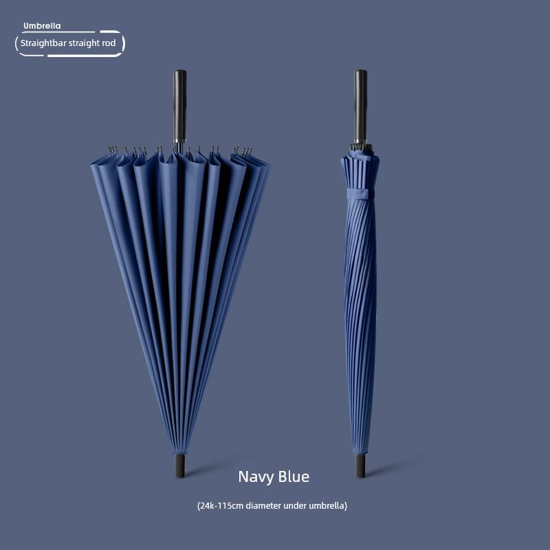 24-Rib Automatic Umbrella, Large Business Straight Umbrella, Double-Handle Factory-Printed Logo Advertising Long-Handle Umbrella