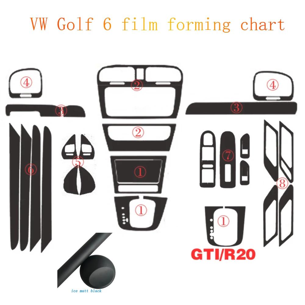 Car-Styling 5D Carbon Fiber Car Interior Center Console Color Change Molding Sticker Decals For Volkswagen VW Golf 6 GTI MK6 R20