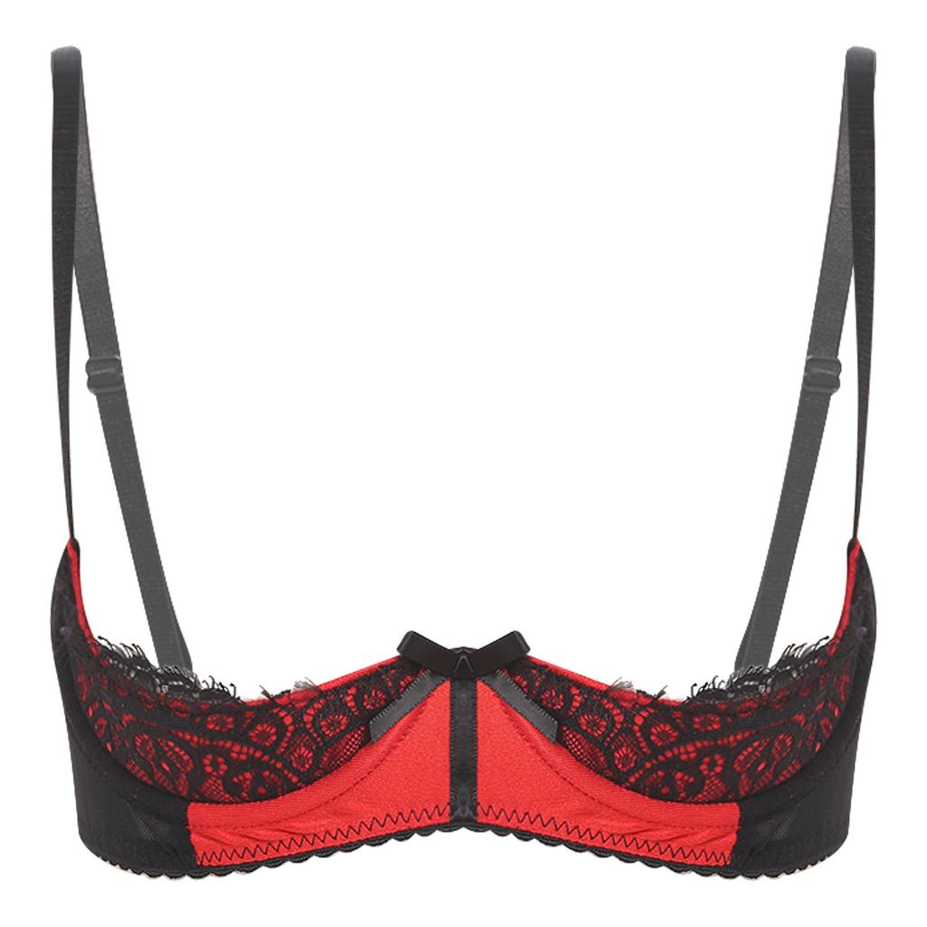 Dámská krajková podprsenka s řasenkami a květinovým vzorem 1/4 košíčky Push-up s kosticemi Bralette Balconette