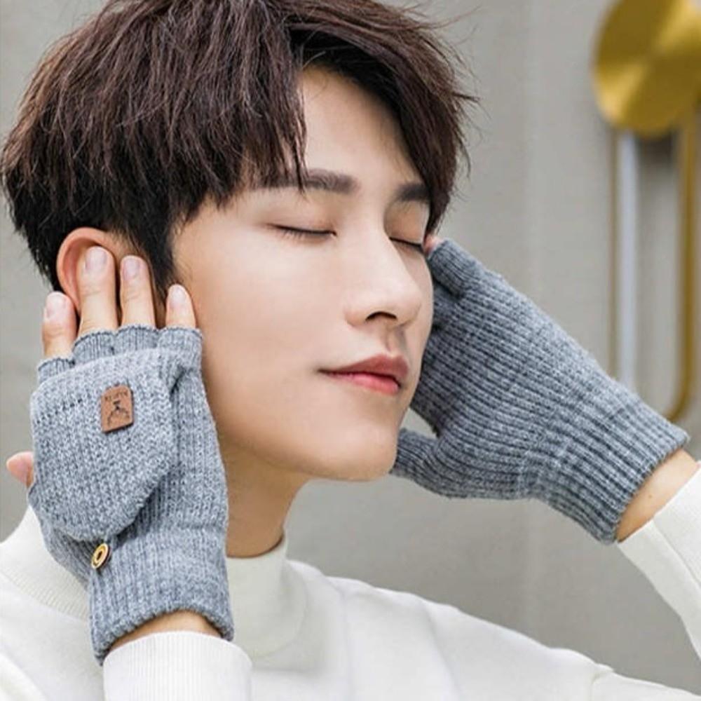 Solid Color Warm Gloves Touchable Screen Skiing Gloves Flip Flap Gloves  for Outdoor Cycling Skiing