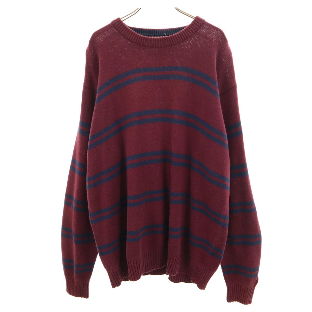 

TOMMY HILFIGER 90s Old Border Pattern Long sleeve sweater M Burgundy Men s Used