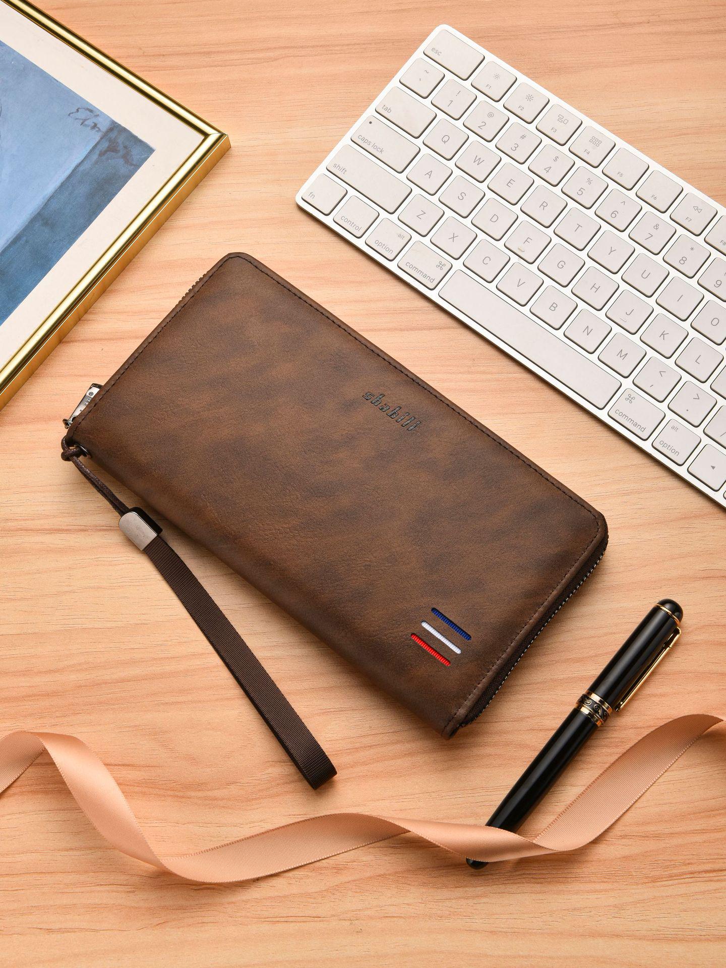 

2025 Men s American Casual Long Wallet - Multi-Card Slot, Coin Purse & Phone Pocket, Large Capacity Clutch. колір темно кави