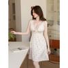 New sexy nightdress women with chest pad suspenders ice silk pajamas printed pure desire pajamas summer