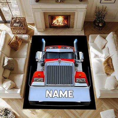 Truck Racing2 Customize Your Name Rug, Office Chair Cushion, Home Bedroom Living Room Gift.