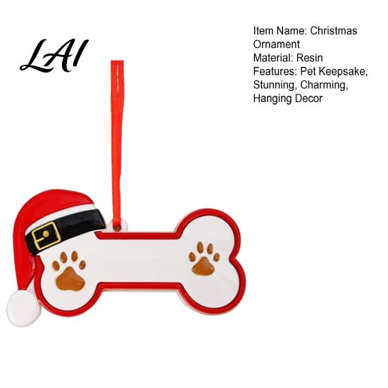 Unique Christmas Gift for Pet Owners Resin Ornament Cute Cat Paw/Bone Shaped Xmas Tree Hanging Decoration Red Riding Hood Holiday Decor with