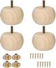 4PCS Walnut Solid Hardwood Round Bun Feet 2inches with M8 Bolt Predrilled for Furniture Ottoman Couch Cabinet Sofa Legs