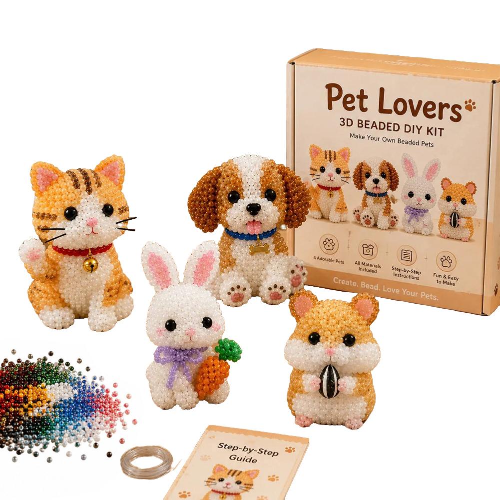 3D Kralen Dier Doe-het-zelf Kit Handgemaakte Kralen Borduur Ambachtenset Voor Beginners Dierenthema Kralenwerk Creatief Cadeau Voor Hobbyisten