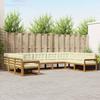 Outdoor Sectional Sofa Set with Cushions 9 Pcs Natural and Cream