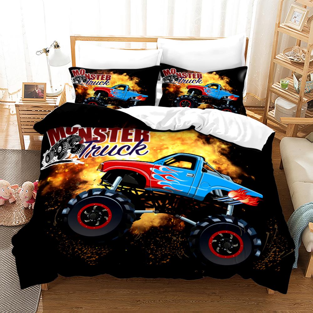 Monster Jam Bedding Set Single Twin Full Queen King Size Monster Jam F1 Bed Set Aldult Kid Bedroom Duvetcover Sets 3D Anime 022
