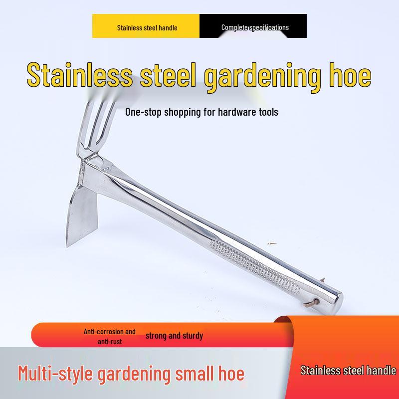 Stainless Steel Multi-functional Gardening Hoe: 2-in-1 Flat Handle for Planting & Soil Turning